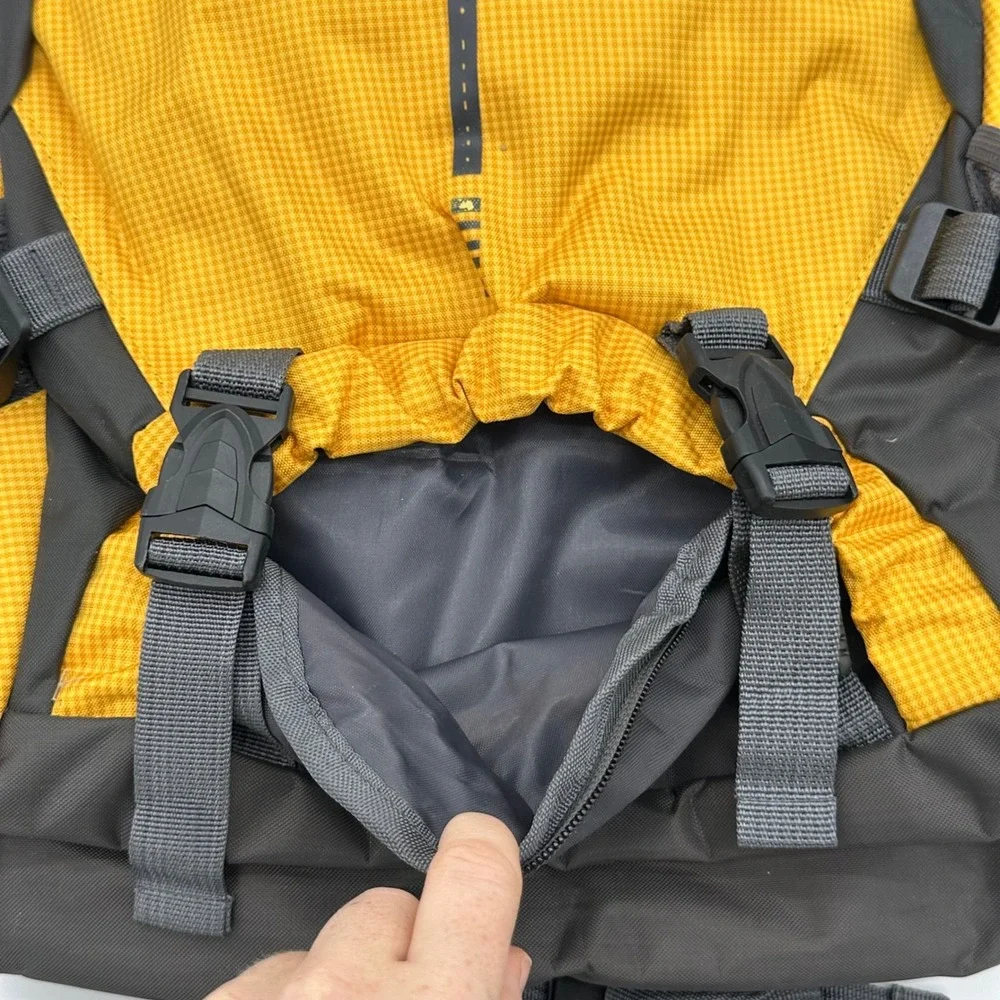 Langfeng Backpack Unisex Outdoor‎ Hiking Travel Rucksack Yellow Grey OS